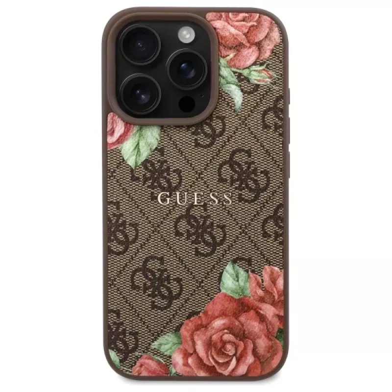 Guess GUHMP16XP4ROPEMCW iPhone 16 Pro Max 6,9 Zoll Hardcase Braun 4G Flowers Print MagSafe
