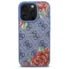 Guess GUHMP16LP4ROPEMCB iPhone 16 Pro 6,3 Zoll blaue Hartschale 4G Flowers Print MagSafe