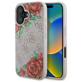 Guess GUHMP16SP4ROPEMCP Hardcase für Apple iPhone 16 6,1 Zoll Pink Blumenmuster MagSafe