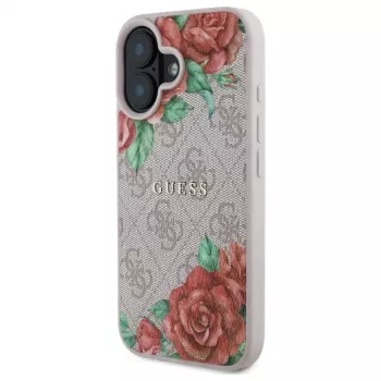 Guess GUHMP16SP4ROPEMCP Hardcase für Apple iPhone 16 6,1 Zoll Pink Blumenmuster MagSafe