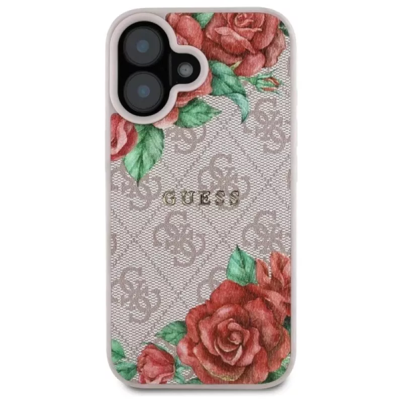 Guess GUHMP16SP4ROPEMCP Hardcase für Apple iPhone 16 6,1 Zoll Pink Blumenmuster MagSafe