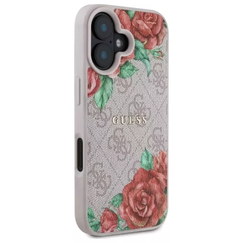 Guess GUHMP16SP4ROPEMCP Hardcase für Apple iPhone 16 6,1 Zoll Pink Blumenmuster MagSafe