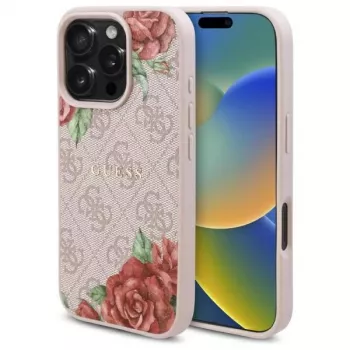 Guess GUHMP16XP4ROPEMCP iPhone 16 Pro Max 6,9 Zoll Pink Hardcase 4G Flowers Print MagSafe
