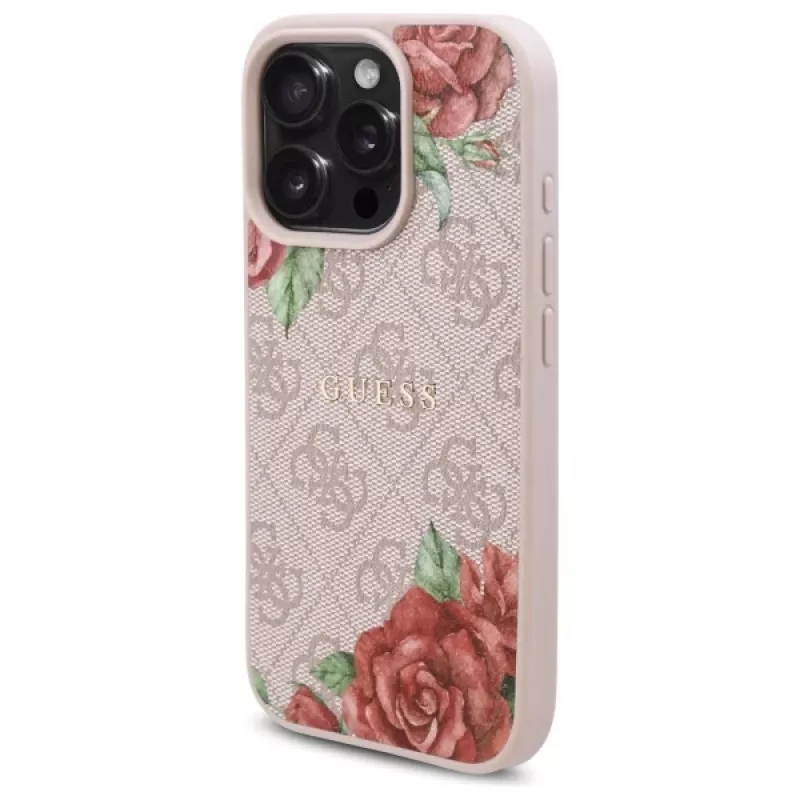 Guess GUHMP16XP4ROPEMCP iPhone 16 Pro Max 6,9 Zoll Pink Hardcase 4G Flowers Print MagSafe