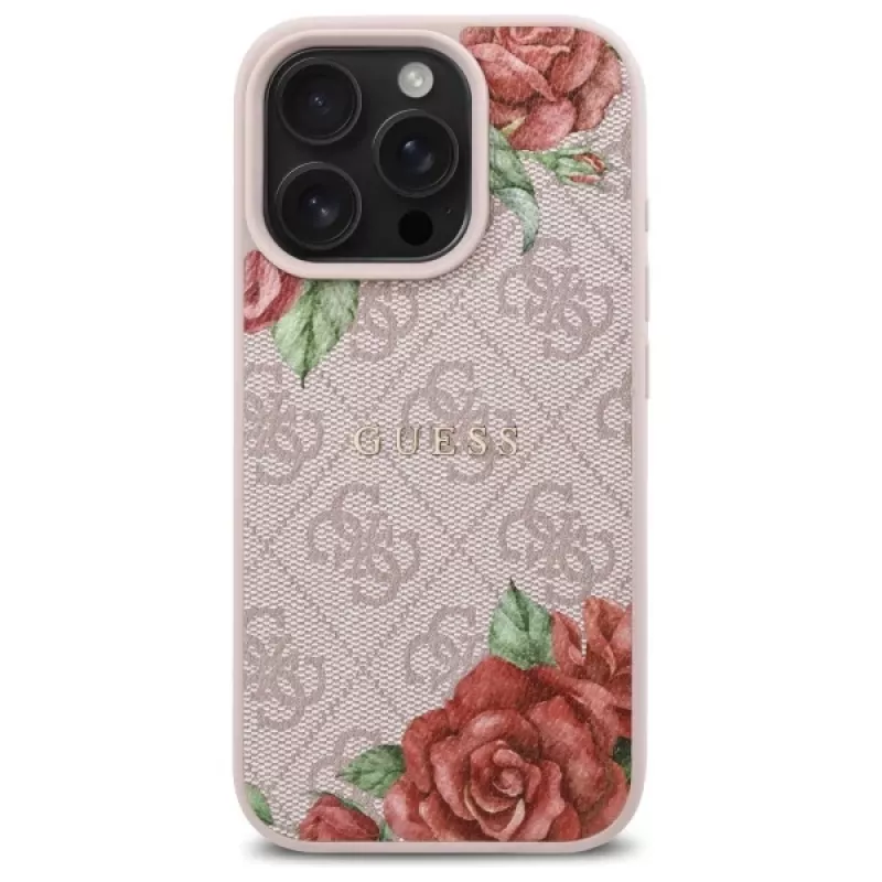 Guess GUHMP16XP4ROPEMCP iPhone 16 Pro Max 6,9 Zoll Pink Hardcase 4G Flowers Print MagSafe