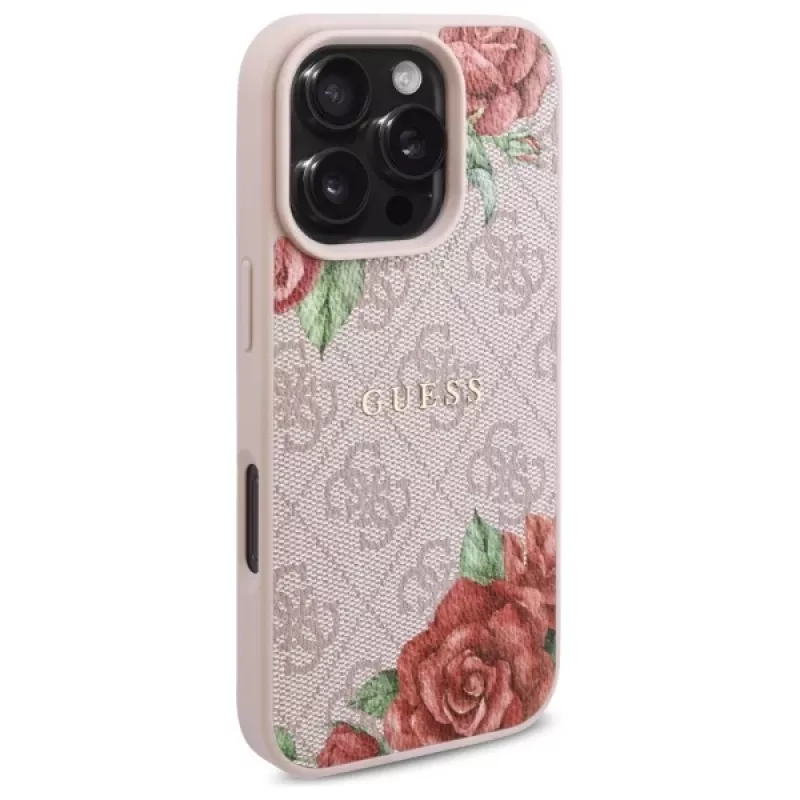 Guess GUHMP16XP4ROPEMCP iPhone 16 Pro Max 6,9 Zoll Pink Hardcase 4G Flowers Print MagSafe