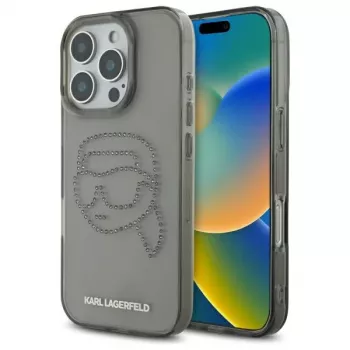 Karl Lagerfeld IML Rhinestones Karl Head Case für iPhone 16 Pro Max (Schwarz)