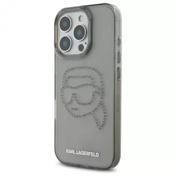 Karl Lagerfeld IML Rhinestones Karl Head Case für iPhone 16 Pro Max (Schwarz)