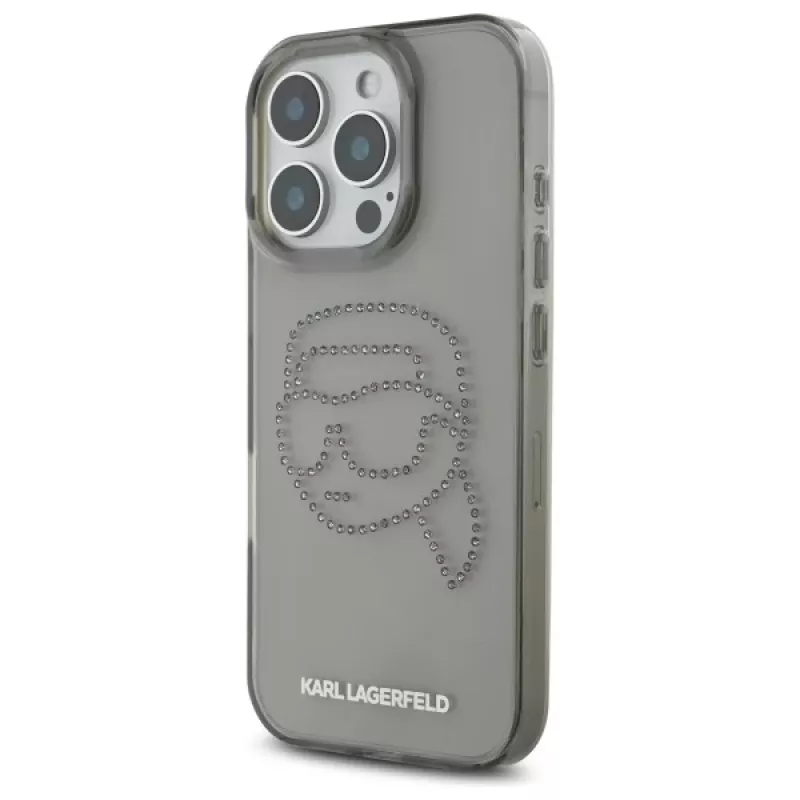 Karl Lagerfeld IML Rhinestones Karl Head Case für iPhone 16 Pro Max (Schwarz)