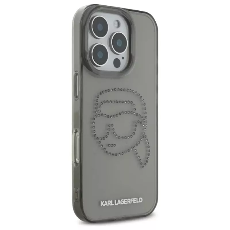 Karl Lagerfeld IML Rhinestones Karl Head Case für iPhone 16 Pro Max (Schwarz)