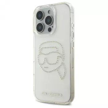Karl Lagerfeld IML Rhinestones Karl Head Back Cover für iPhone 16 Pro Max (Transparent)