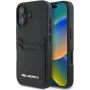 Karl Lagerfeld HC Grained PU Card Slot Metal Elongated Case für iPhone 16, Schwarz