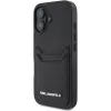 Karl Lagerfeld HC Grained PU Card Slot Metal Elongated Case für iPhone 16, Schwarz