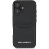 Karl Lagerfeld HC Grained PU Card Slot Metal Elongated Case für iPhone 16, Schwarz