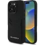KARL LAGERFELD HC Grained PU Card Slot Metal Elongated Case for iPhone 16 Pro Black