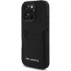 KARL LAGERFELD HC Grained PU Card Slot Metal Elongated Case for iPhone 16 Pro Black