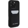 KARL LAGERFELD HC Grained PU Card Slot Metal Elongated Case for iPhone 16 Pro Black