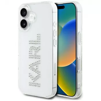 KARL LAGERFELD IML Rhinestones Logo Back Cover für Apple iPhone 16 - Transparent