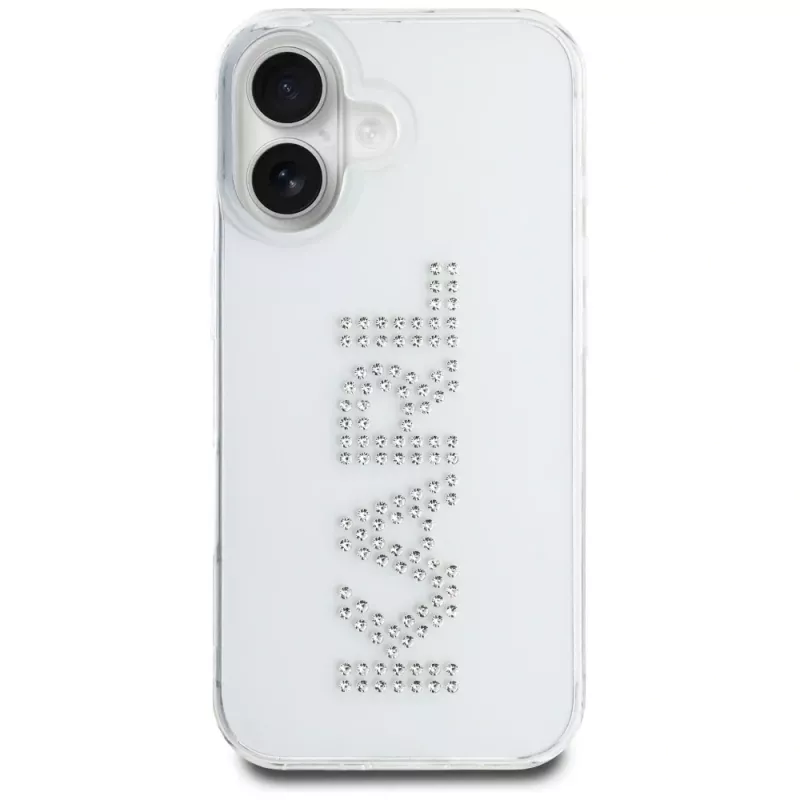 KARL LAGERFELD IML Rhinestones Logo Back Cover für Apple iPhone 16 - Transparent