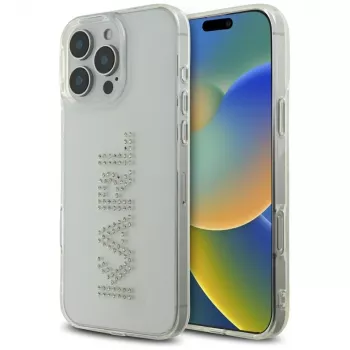 Karl Lagerfeld IML Rhinestones Logo Case für iPhone 16 Pro, Transparent