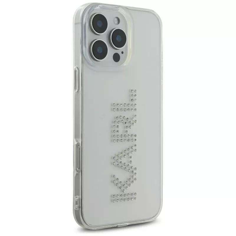 Karl Lagerfeld IML Rhinestones Logo Case für iPhone 16 Pro, Transparent