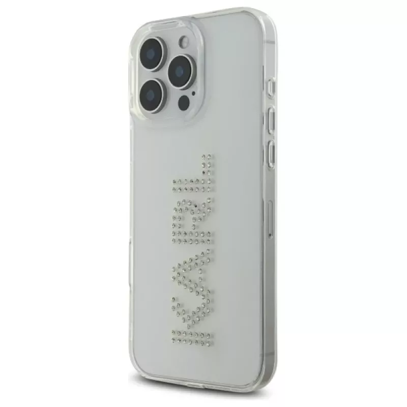 Karl Lagerfeld KLHCP16XHKLSTDCT Hard Case für iPhone 16 Pro Max 6,9 Zoll Transparent mit Strass-Logo