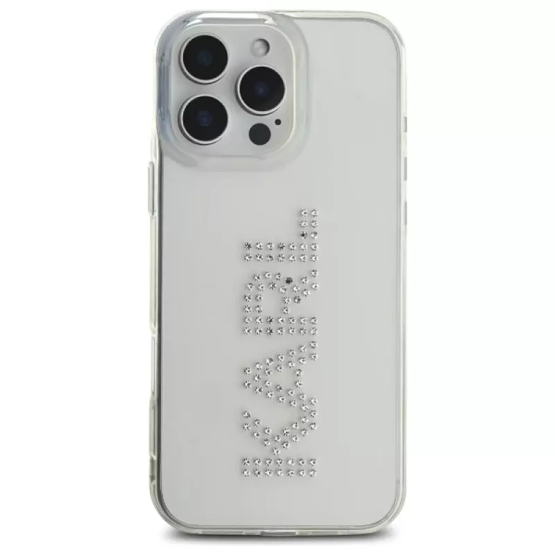 Karl Lagerfeld KLHCP16XHKLSTDCT Hard Case für iPhone 16 Pro Max 6,9 Zoll Transparent mit Strass-Logo