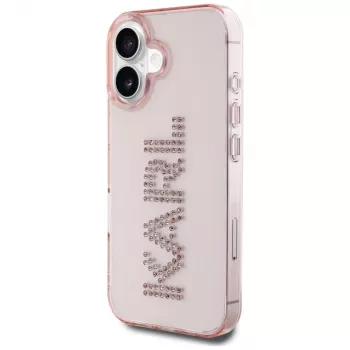 Karl Lagerfeld IML Rhinestones Logo Back Cover für iPhone 16, Pink