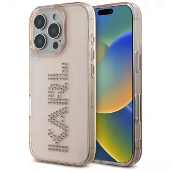 KARL LAGERFELD IML Rhinestones Logo Case für iPhone 16 Pro Max Pink