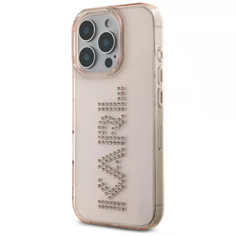 KARL LAGERFELD IML Rhinestones Logo Case für iPhone 16 Pro Max Pink