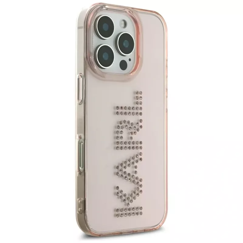 KARL LAGERFELD IML Rhinestones Logo Case für iPhone 16 Pro Max Pink