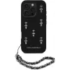 Karl Lagerfeld Saffiano Crystals with Chain Back Cover für iPhone 16 Pro, Schwarz