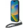 Karl Lagerfeld Saffiano Crystals with Chain Back Cover für iPhone 16 Pro, Schwarz