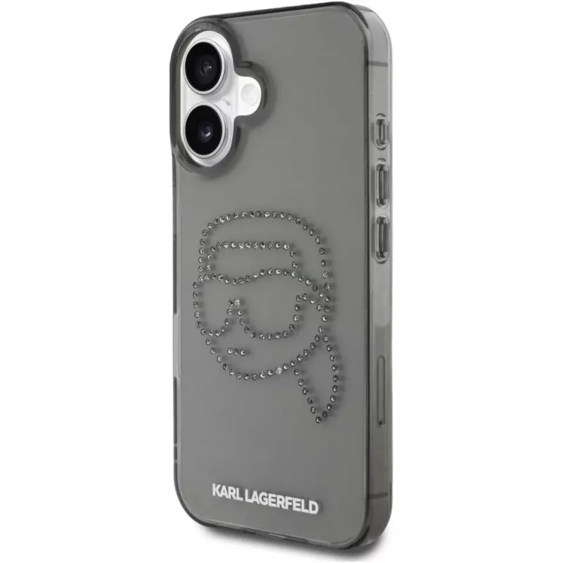 Karl Lagerfeld IML Rhinestones Karl Head Case für iPhone 16 (Schwarz)