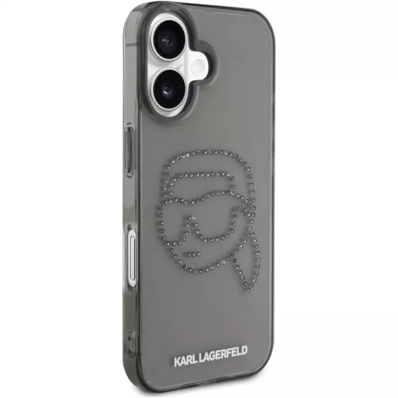 Karl Lagerfeld IML Rhinestones Karl Head Case für iPhone 16 (Schwarz)