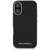 Karl Lagerfeld Saffiano FullWrapped Elongated Metal Logo MagSafe Case für iPhone 16 Schwarz