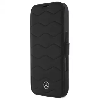 Mercedes-Benz MEBKP16X23RWRSK iPhone 16 Pro Max 6,9 Zoll schwarze Leder Waves Bookcase Hülle
