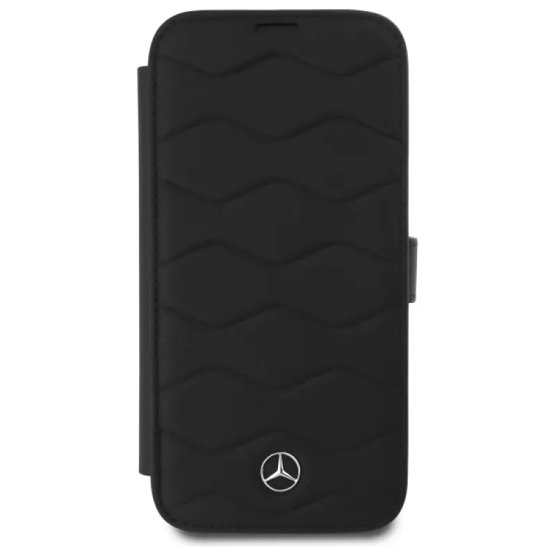 Mercedes-Benz MEBKP16X23RWRSK iPhone 16 Pro Max 6,9 Zoll schwarze Leder Waves Bookcase Hülle
