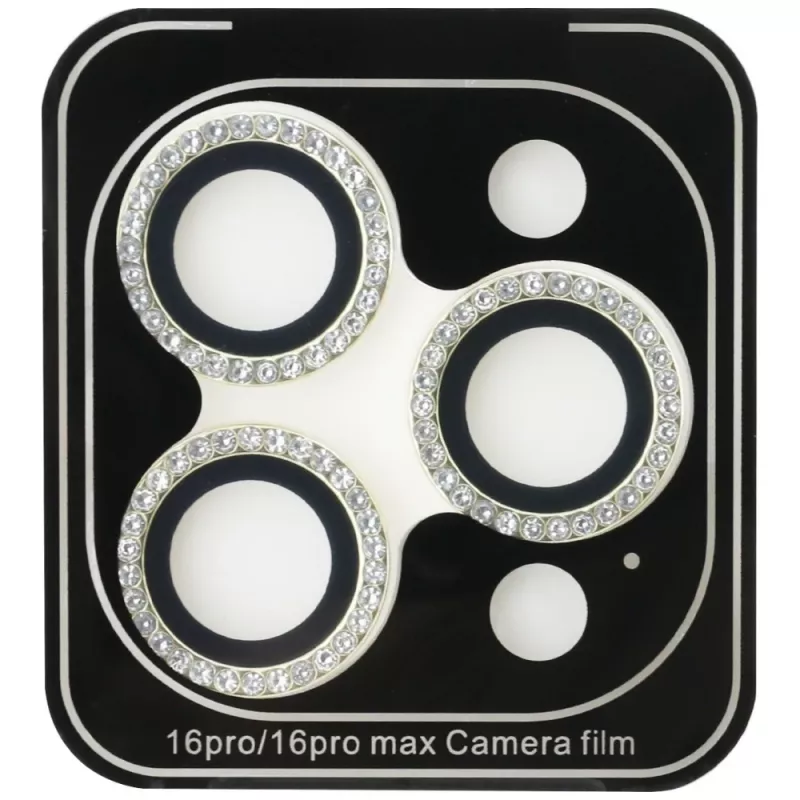 2-in-1 Guess BP Rhinestone Screen and Camera Lens Protector Kit für iPhone 16 Pro Max Gold