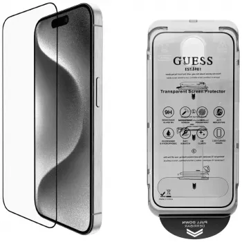 Guess BP Rhinestone 2-in-1 Screen and Camera Lens Protector Set für Apple iPhone 16 Pro Max - Silber