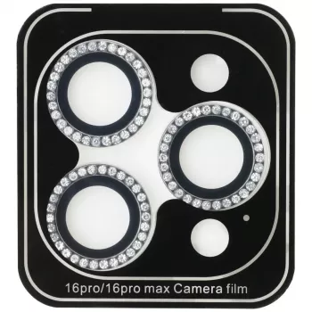 Guess BP Rhinestone 2-in-1 Screen and Camera Lens Protector Set für Apple iPhone 16 Pro Max - Silber