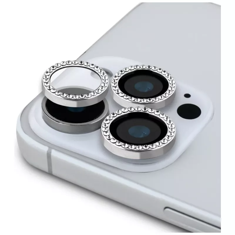 Guess BP Rhinestone 2-in-1 Screen and Camera Lens Protector Set für Apple iPhone 16 Pro Max - Silber