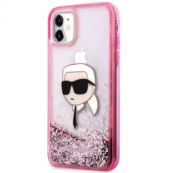 Karl Lagerfeld KLHCN61LNKHCP Hardcase für iPhone 11/XR, Pink, Glitter Karl Head