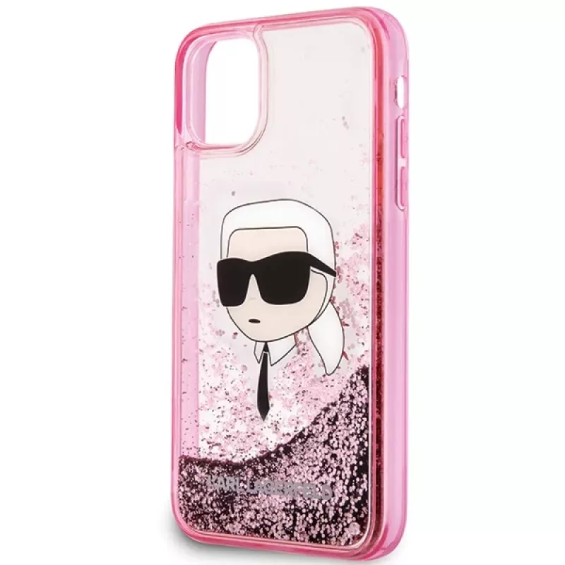 Karl Lagerfeld KLHCN61LNKHCP Hardcase für iPhone 11/XR, Pink, Glitter Karl Head