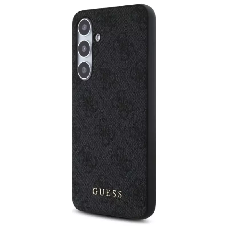 Guess 4G Metal Gold Logo Back Cover für Samsung Galaxy S24 FE - Grau