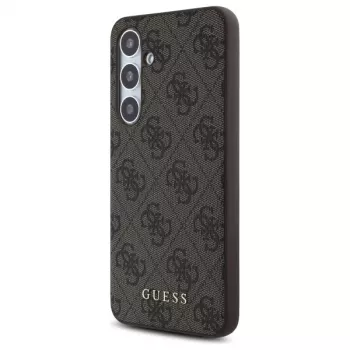 Guess 4G Metal Gold Logo Rückseitenabdeckung für Samsung Galaxy S24 FE, Braun