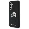 Karl Lagerfeld KLHCS24FEPGKLKCPK Samsung Galaxy S24 FE Hard Case Black Monogram Karl & Choupette Head Pin