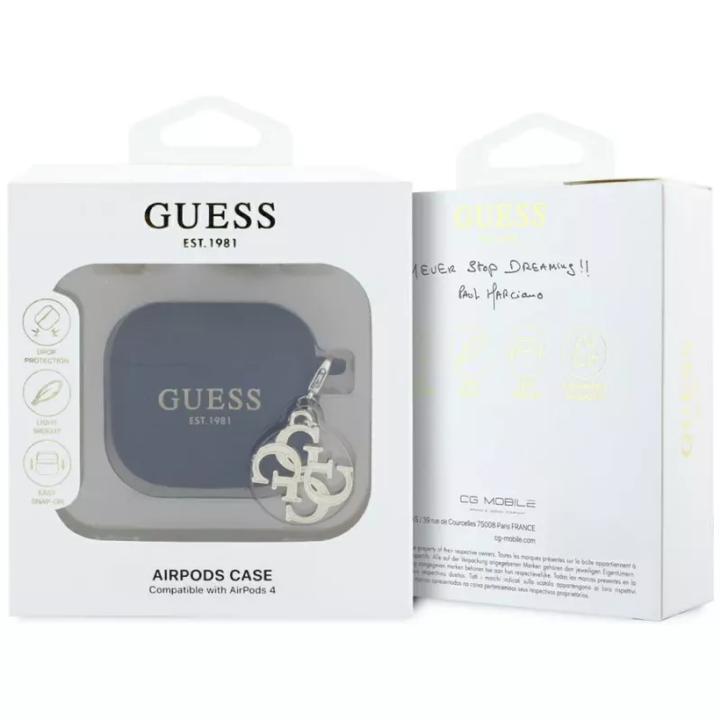 Guess Silicone 4G Charm Case für AirPods 4 - Schwarz