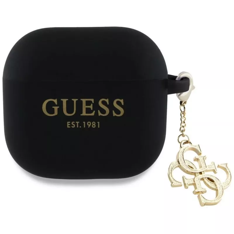 Guess Silicone 4G Charm Case für AirPods 4 - Schwarz