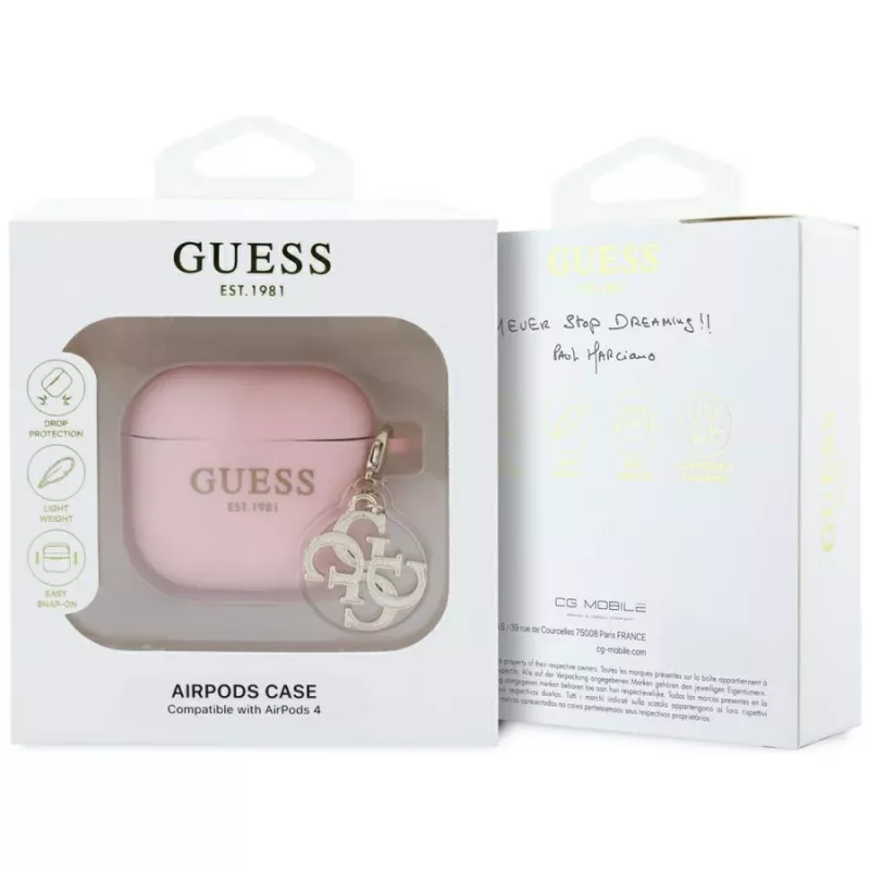 Guess GUA4LECG4P AirPods 4 Cover Pink Silicone 4G Charm